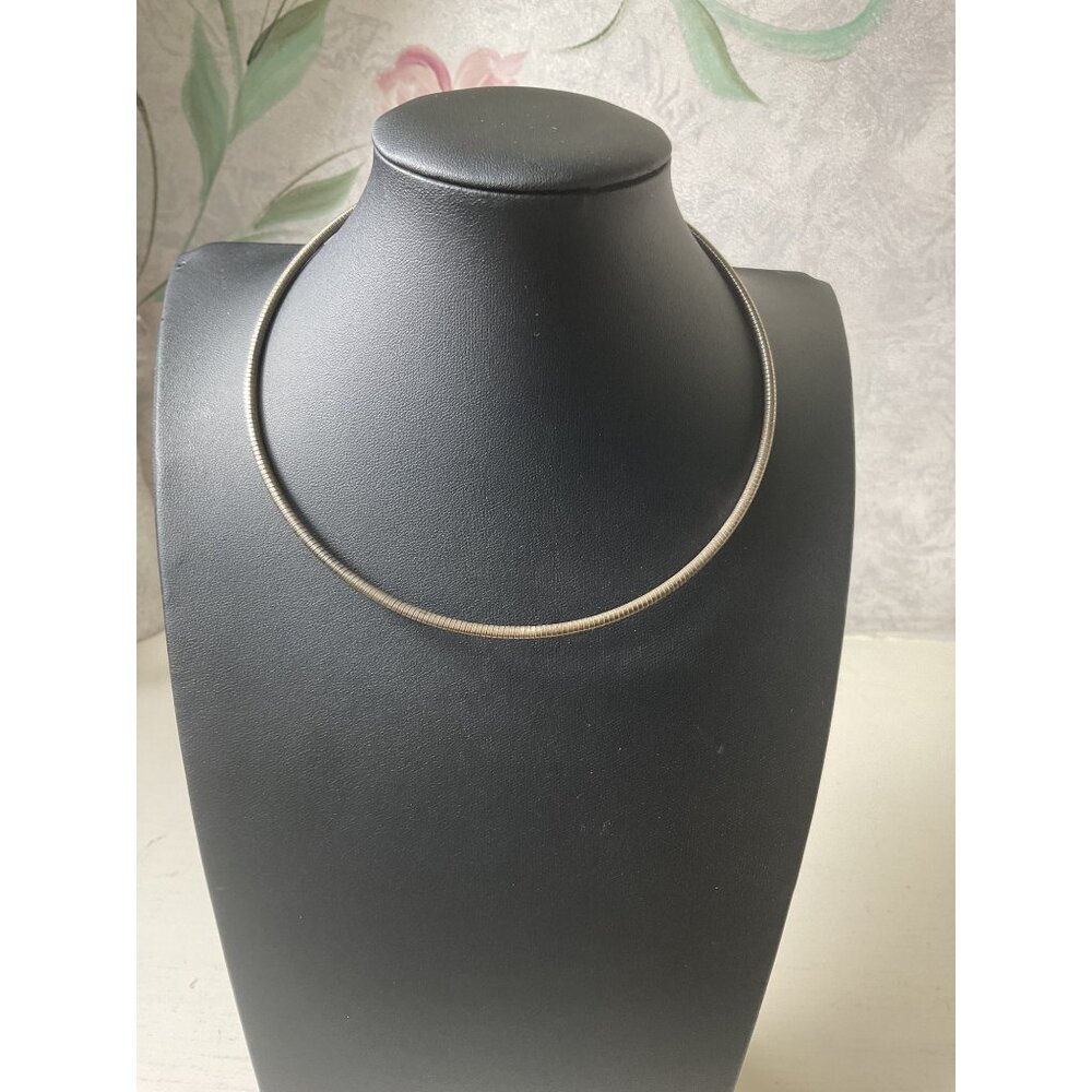 Silver Torque Snake Chain Necklace 16" With Lobster Claw Clasp